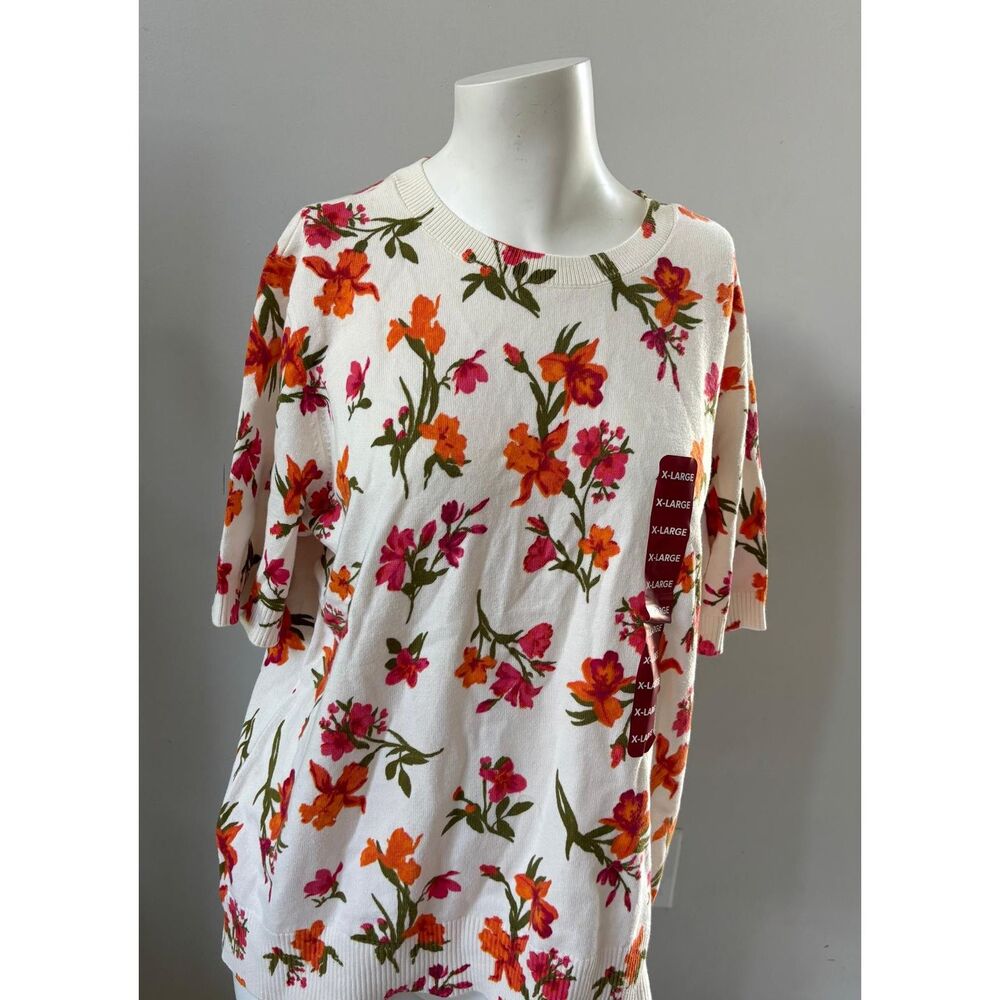 Floral Print Short Sleeve Blouse Casual Top